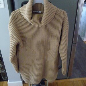THAKOON TAN CHUNKY OVERSIZED GEELONG LAMBSWOOL TURTLENECK SWEATER/TUNIC SIZE S